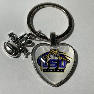 LSU Tigers NCAA I Love Football Keychain NEW!!